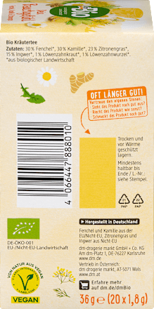 Kruidenthee "Your Gut Feeling" met venkel, kamille en citroengras (20 theezakjes), 36 g