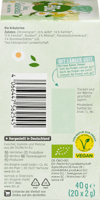 Kräutertee "Deine Gelassenheit" mit Fenchel, Kamille & Melisse (20 Beutel), 40 g