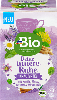 dmBio Infusion aux plantes, ta sérénité intérieure avec camomille, menthe, lavande & ashwagandha (20 sachets), 36 g