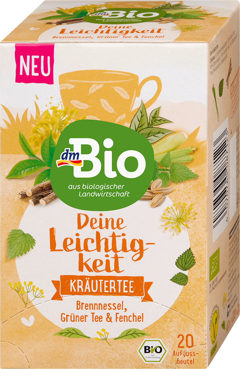 dmBio Kräutertee, Deine Leichtigkeit mit Brennnessel, Grüner Tee & Fenchel (20 Beutel), 40 g
