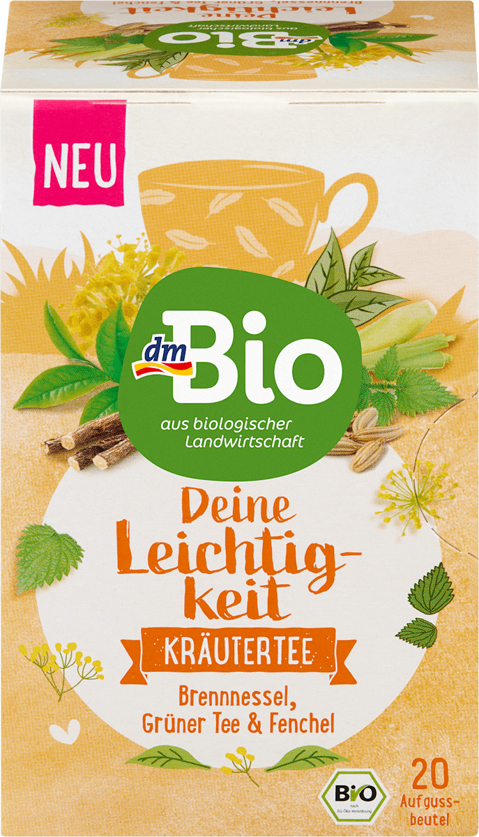 dmBio Kräutertee, Deine Leichtigkeit mit Brennnessel, Grüner Tee & Fenchel (20 Beutel), 40 g