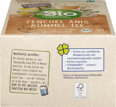Kräutertee Fenchel, Anis & Kümmel (50 Beutel), 100 g
