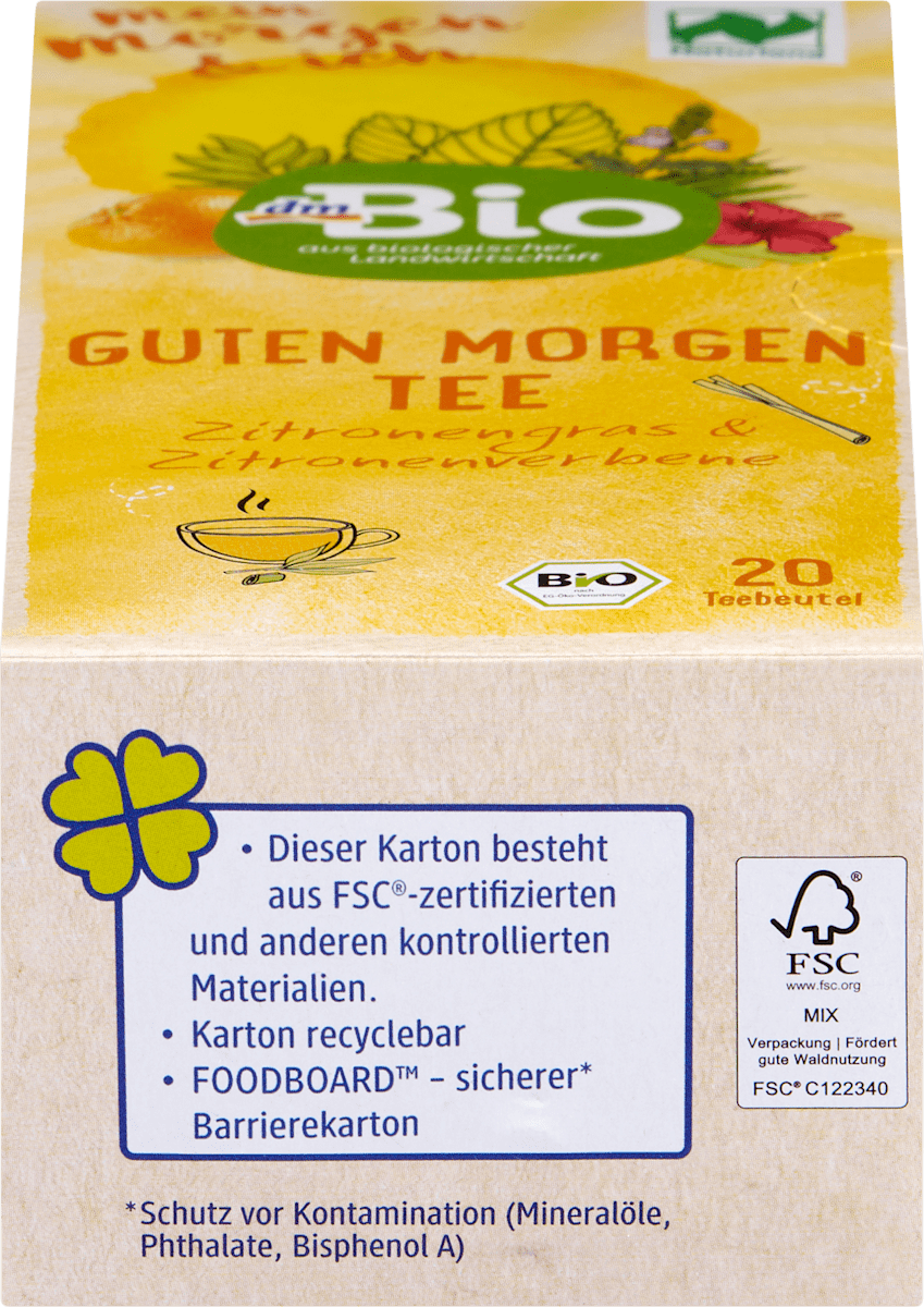 Tisane dmBio « Bonjour » au citronnelle et à la verveine citronnée (20 sachets), 30 g