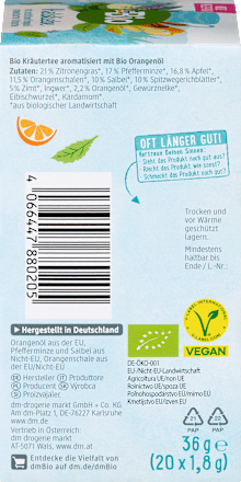 Kruidenthee "Keelliefde" met pepermunt, sinaasappelschil &amp; salie (20 theezakjes), 36 g