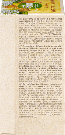 Kruidenthee gember, citroen &amp; manuka (20 theezakjes), 40 g