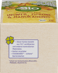 Kräutertee Ingwer, Zitrone & Manuka (20 Beutel), 40 g