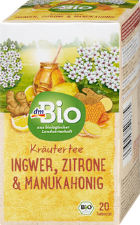 Kräutertee Ingwer, Zitrone & Manuka (20 Beutel), 40 g