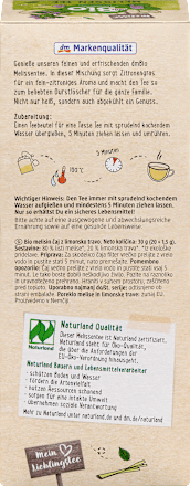 Kräutertee Melissen Tee mit Zitronengras (20 Beutel), 30 g