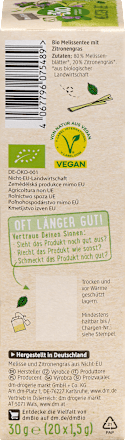 Kräutertee Melissen Tee mit Zitronengras (20 Beutel), 30 g