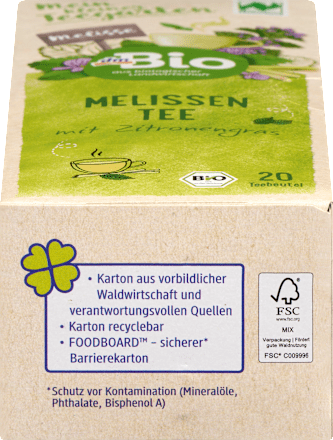Kräutertee Melissen Tee mit Zitronengras (20 Beutel), 30 g