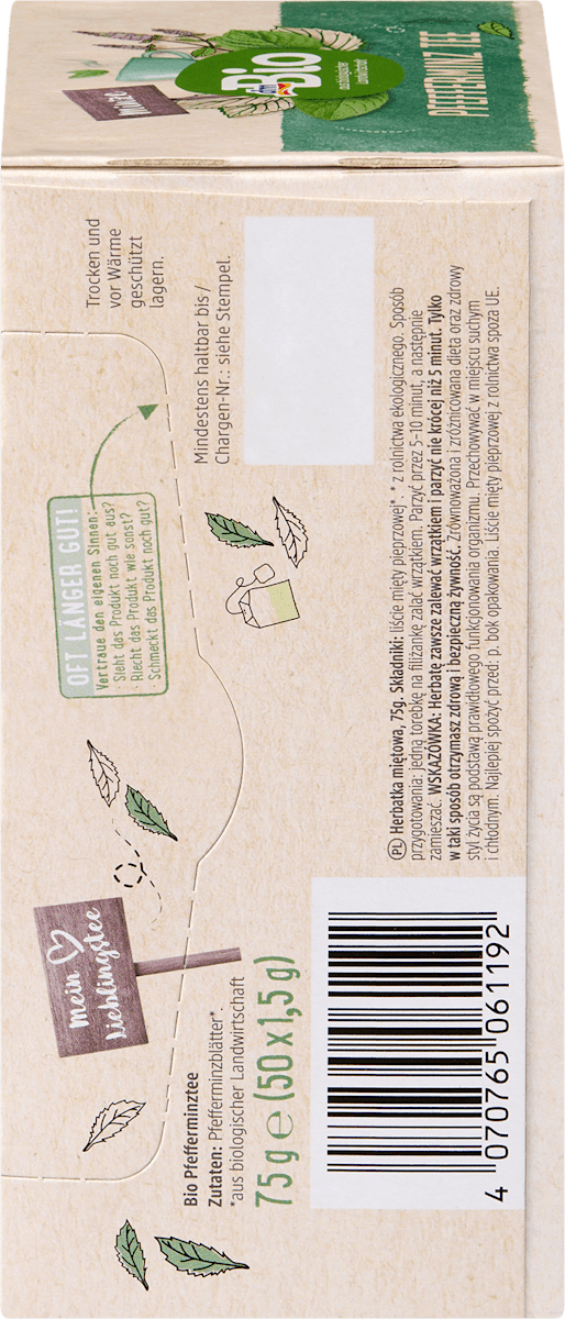 Tisane dmBio Menthe poivrée (50 sachets), 75 g