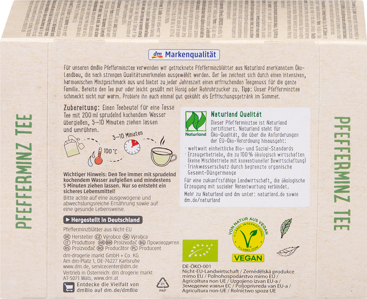 Tisane dmBio Menthe poivrée (50 sachets), 75 g