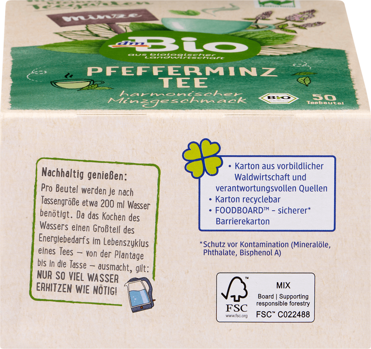 Tisane dmBio Menthe poivrée (50 sachets), 75 g