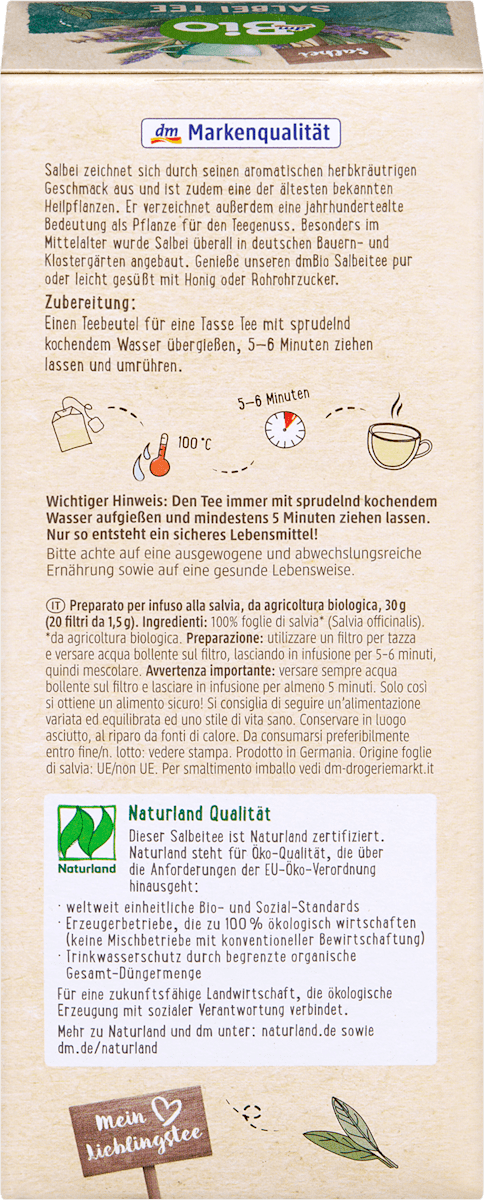 dmBio Kräutertee Salbei (20 Beutel), 30 g