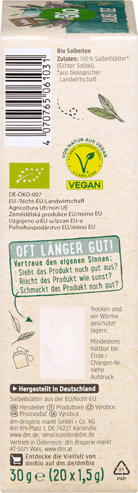 dmBio Kräutertee Salbei (20 Beutel), 30 g