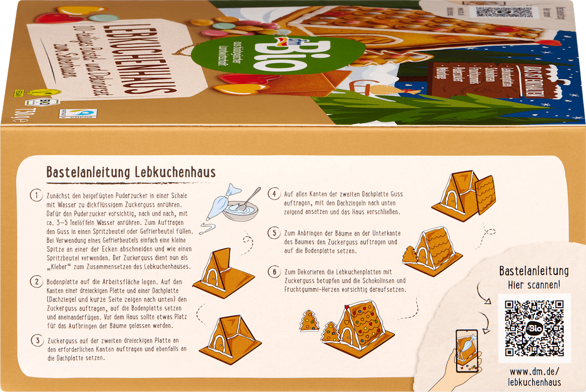 dmBio Lebkuchenhaus-Bastelset, 730 g