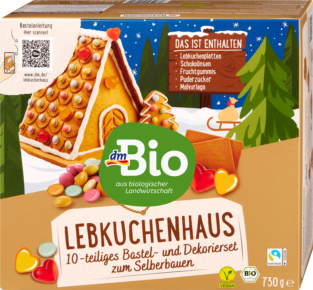 dmBio Lebkuchenhaus-Bastelset, 730 g