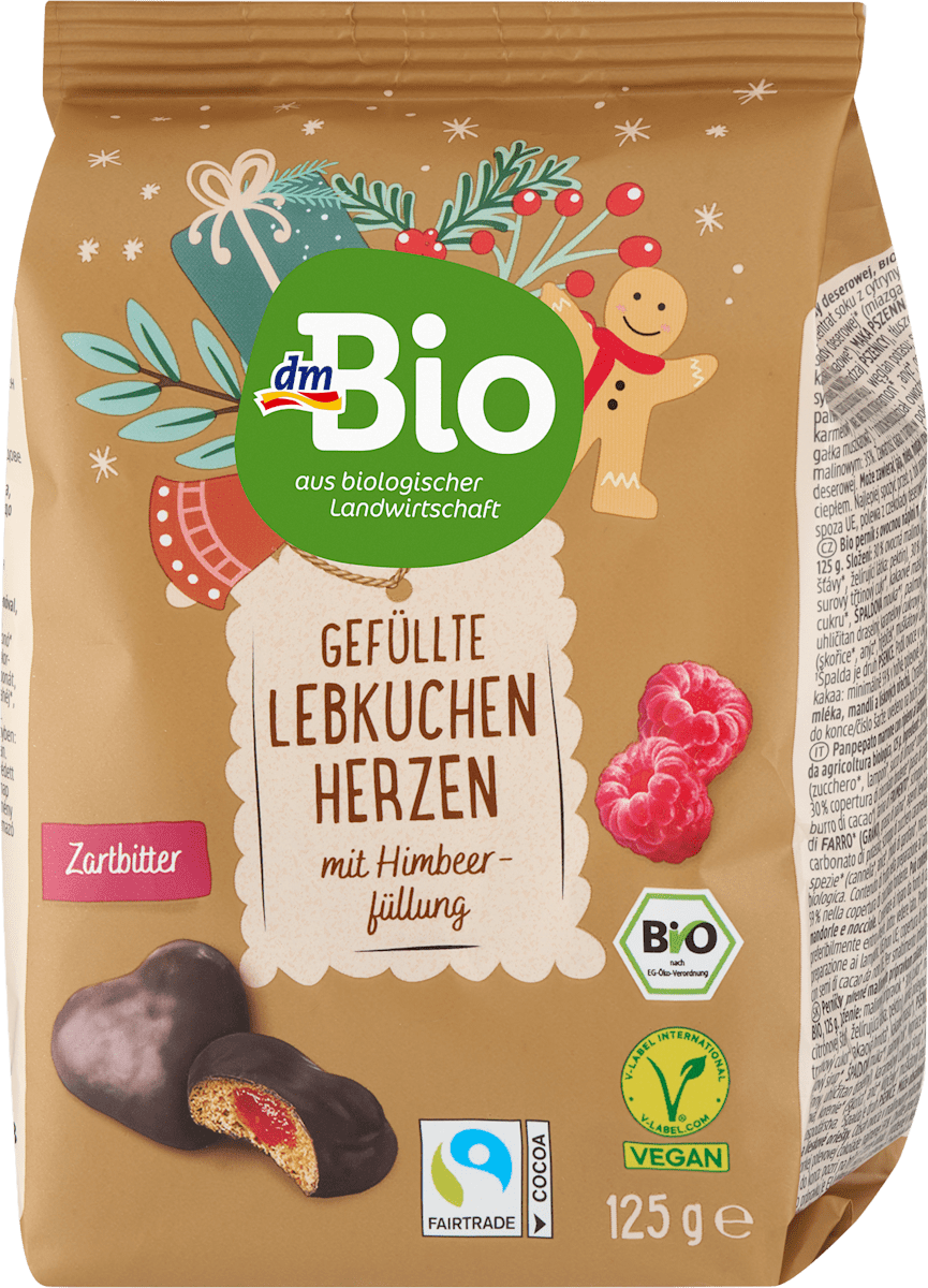 Lebkuchenherzen gefüllt Himbeere, 125 g