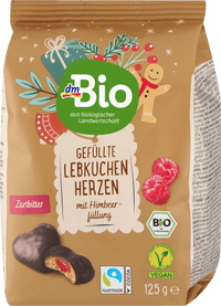 Lebkuchenherzen gefüllt Himbeere, 125 g