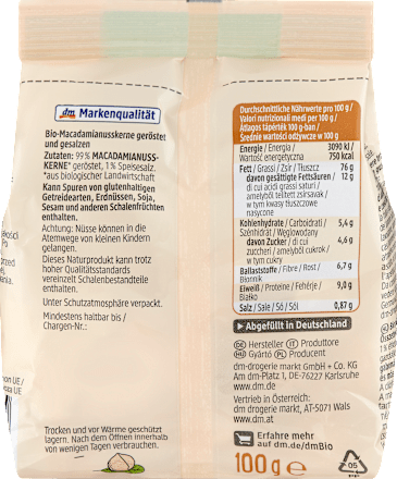 Macadamianüsse, geröstet & gesalzen, 100 g