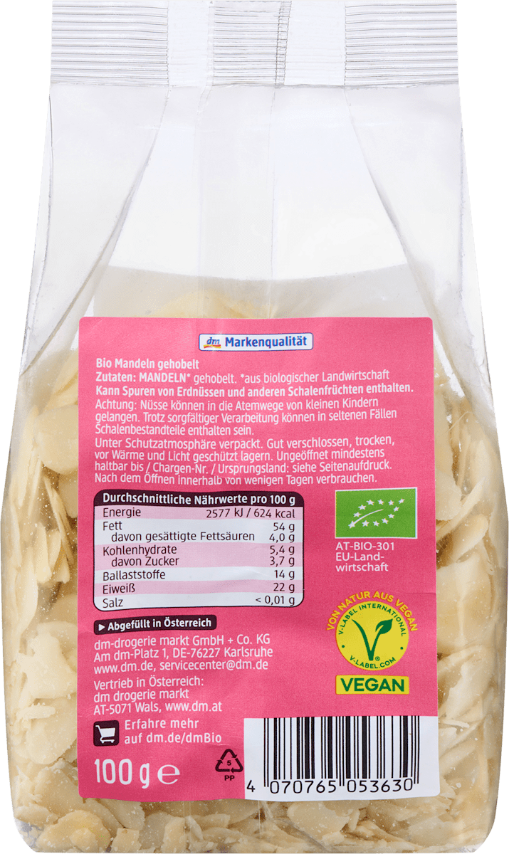 dmBio Mandeln, gehobelt, 100 g
