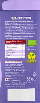 Mandeln in Zartbitterschokolade, 85 g