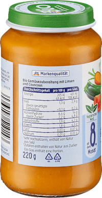Menü Couscous-Gemüsepfanne, ab dem 8. Monat, 220 g