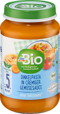 Menü Dinkelpasta mit Gemüsesauce ab dem 5. Monat, 190 g