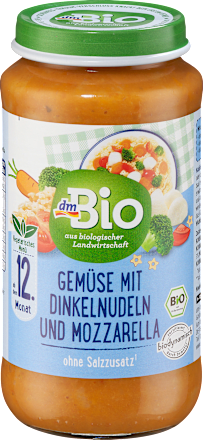 Menü Gemüse mit Dinkelnudeln und Mozzarella ab dem 12. Monat, 250 g