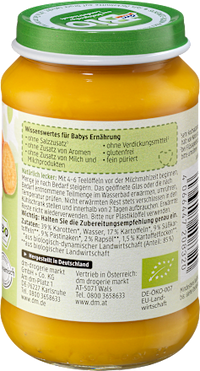 Menü Gemüse mit Süßkartoffeln ab dem 5. Monat, 190 g