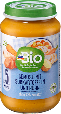Menü Gemüse mit Süßkartoffeln und Huhn ab dem 5. Monat, 190 g