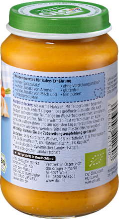 Menü Gemüse mit Süßkartoffeln und Huhn ab dem 5. Monat, 190 g