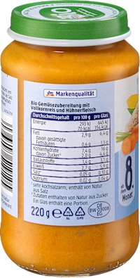 Menü Gemüsereis mit Huhn, ab dem 8.Monat, 220 g
