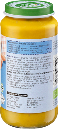 Menü Gemüsereis mit Lachs ab dem 12. Monat, 250 g
