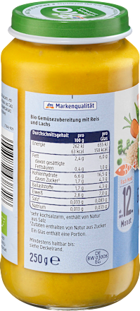Menü Gemüsereis mit Lachs ab dem 12. Monat, 250 g