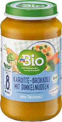 Menü Karotte-Brokkoli mit Dinkelnudeln ab dem 8.Monat, 220 g