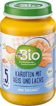 Menü Karotten mit Reis und Lachs ab dem 5. Monat, 190 g