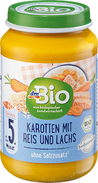 Menü Karotten mit Reis und Lachs ab dem 5. Monat, 190 g