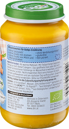 Menü Karotten mit Reis und Lachs ab dem 5. Monat, 190 g