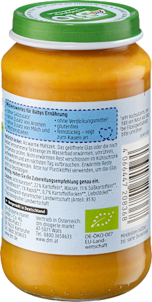 Menü Karotten mit Süßkartoffeln und Rind ab dem 8. Monat, 220 g