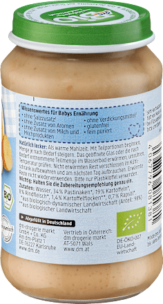 Menü Pastinaken mit Kartoffeln und Rind ab dem 5. Monat, 190 g
