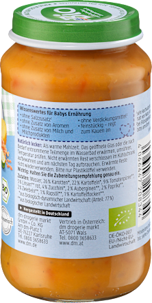 Menü Ratatouille mit Kartoffeln & Linsen ab dem 8. Monat, 220 g