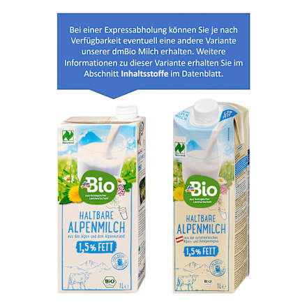 Milch, haltbare Alpenmilch 1,5% Fett, 1 l