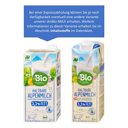 Milch, haltbare Alpenmilch 3,5% Fett, 1 l