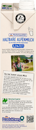 Milch, haltbare Alpenmilch 3,5% Fett, 1 l