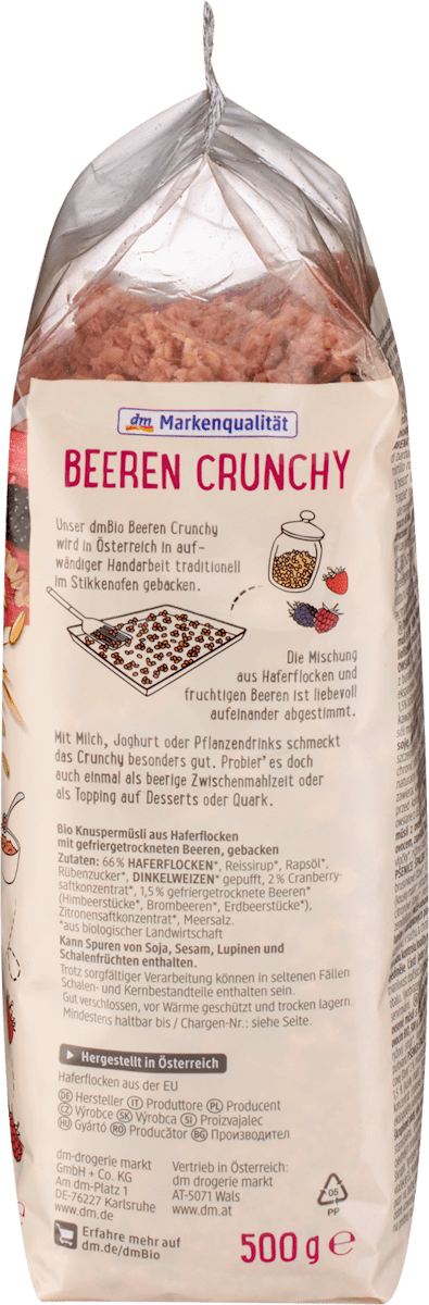 Müsli Crunchy, Beeren, 500 g
