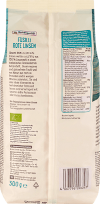 Nudeln, Fusilli aus roten Linsen, 300 g