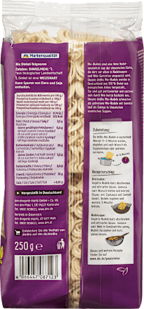 Nudeln, Mie-Nudeln aus Dinkel, 250 g