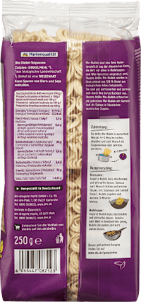 Nudeln, Mie-Nudeln aus Dinkel, 250 g
