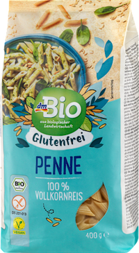 Nudeln, Penne aus Vollkornreis, glutenfrei, 400 g